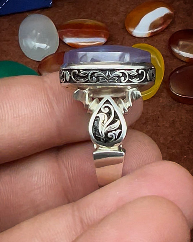 انگشتر قلمکاری عقیق