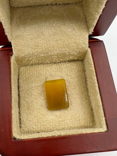 عقیق زرد چهارگوش | همراه دعای شرف الشمس کد G078